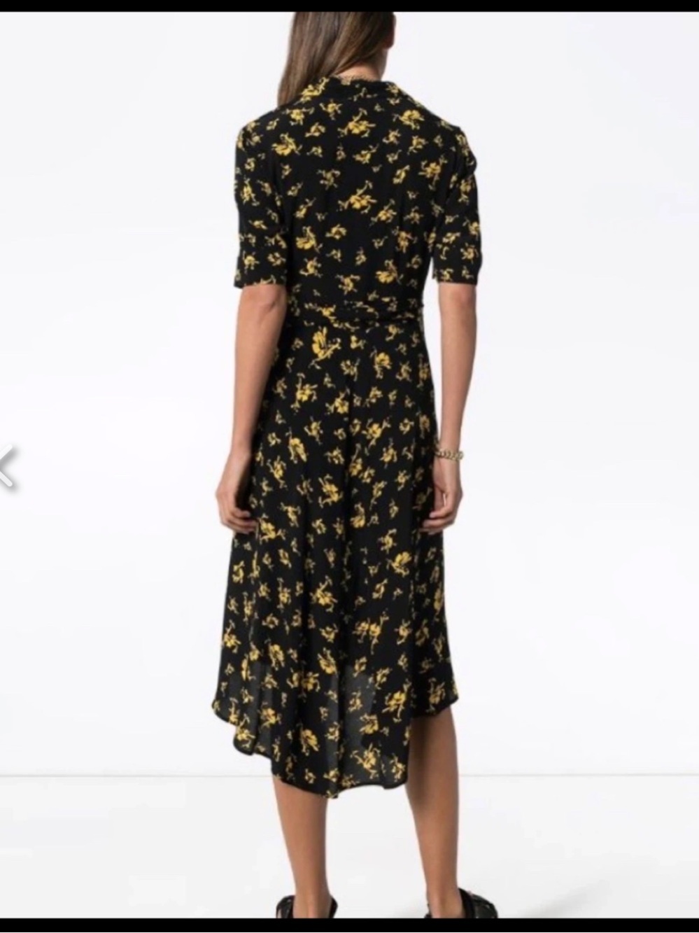 GANNI Dalton Wrap Dress Midi Floral Tie Waist V-Neck Feminine Scandi Chic Size34 - Picture 3 of 11
